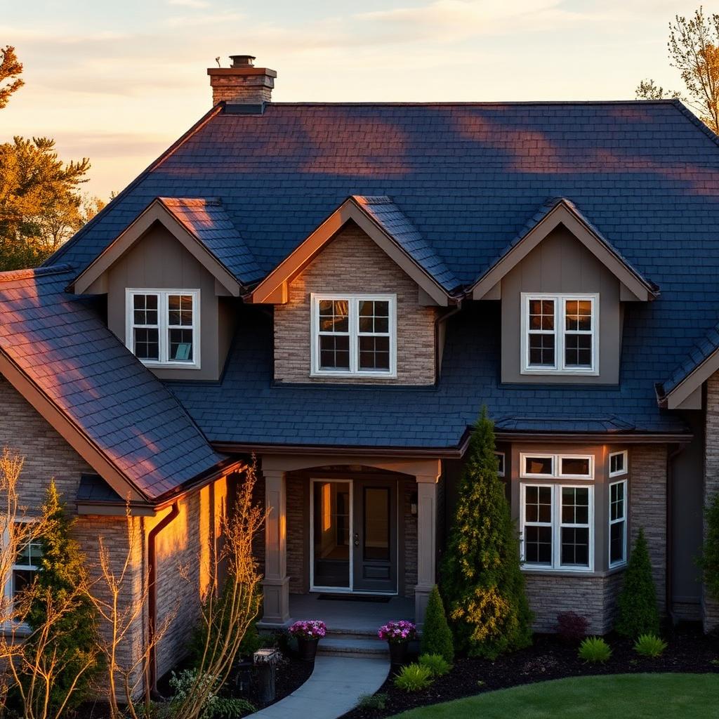 Twin Cities luxury home with designer asphalt shingles installed by Prominent Roofing